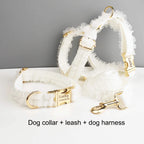 D&D Paws  Wedding White Lace Dog Collar, Harness & Leash Set – Modern Luxe Personalized