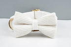 D&D Paws  White Corduroy Dog Harness, Collar & Leash Set – Classic Elegance Collection