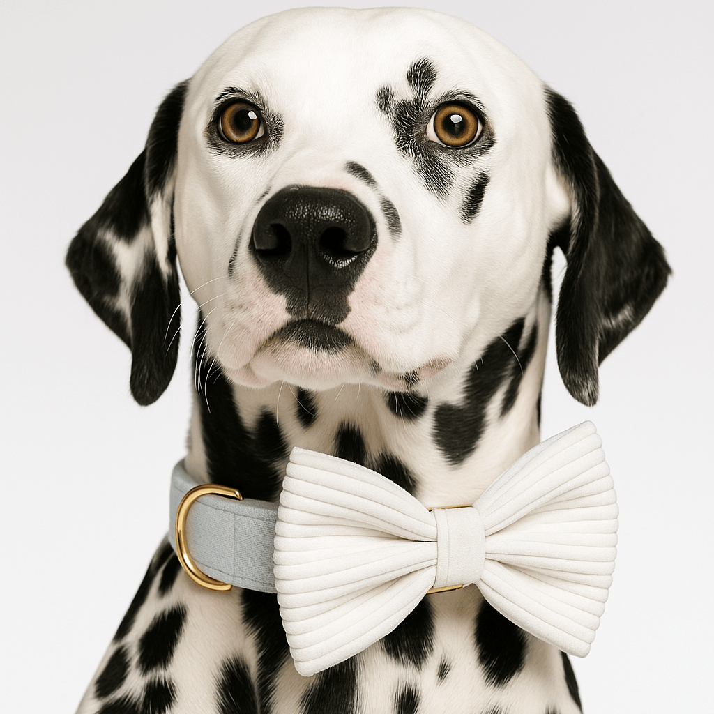 D&D Paws  White Corduroy Dog Harness, Collar & Leash Set – Classic Elegance Collection