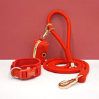 Personalized Light Weight Corduroy Dog Collar Rope Leash Set