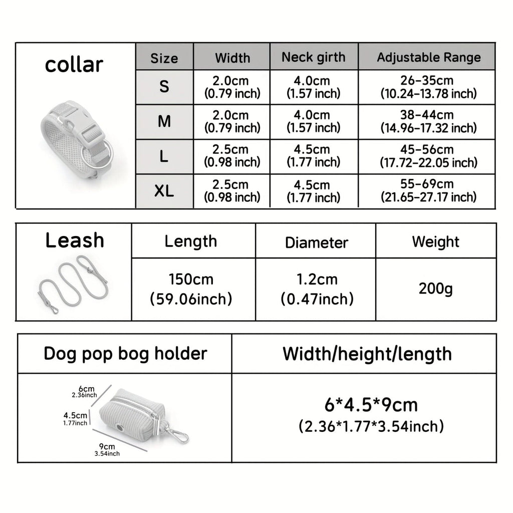 Personalized Light Weight Corduroy Dog Collar Rope Leash Set