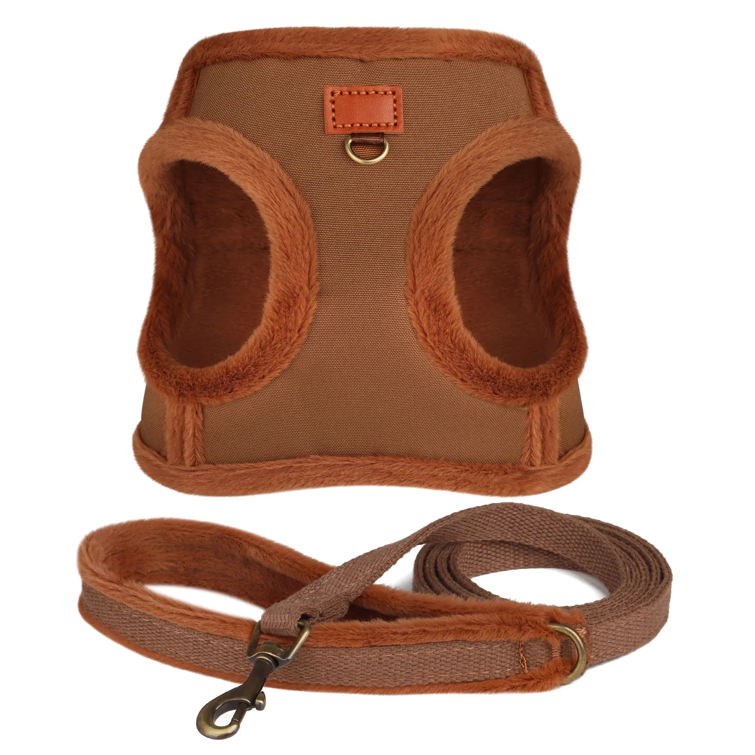 DDPaws  Brown / XS（old） 3 Layer Warm Dog Harness Leash Set Soft Padded Dog Harnesses Vest Winter Pet Puppy Walking Vest Lead for Small Medium Dogs Pug