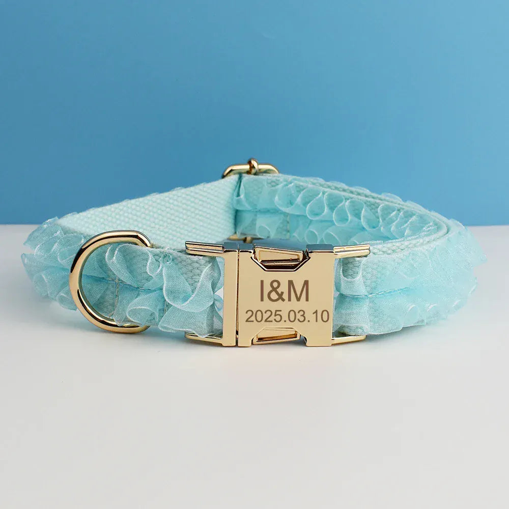 DDPaws  Collar / S Personalized Light Green Lace Classic Set