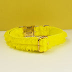 DDPaws  Custom Engraved Yellow Lace Dog Collar - Personalized PetHarness Luxury Dog Accessories with Nameplate for Wedding Lace 05