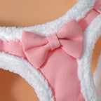 DDPaws  Cute Bowknot Dog Harness Leash Warm Winter Dog Harnesses Soft Fur Pet Vest With Walking Rope Adjustable for Small Medium Dogs