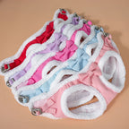 DDPaws  Cute Bowknot Dog Harness Leash Warm Winter Dog Harnesses Soft Fur Pet Vest With Walking Rope Adjustable for Small Medium Dogs