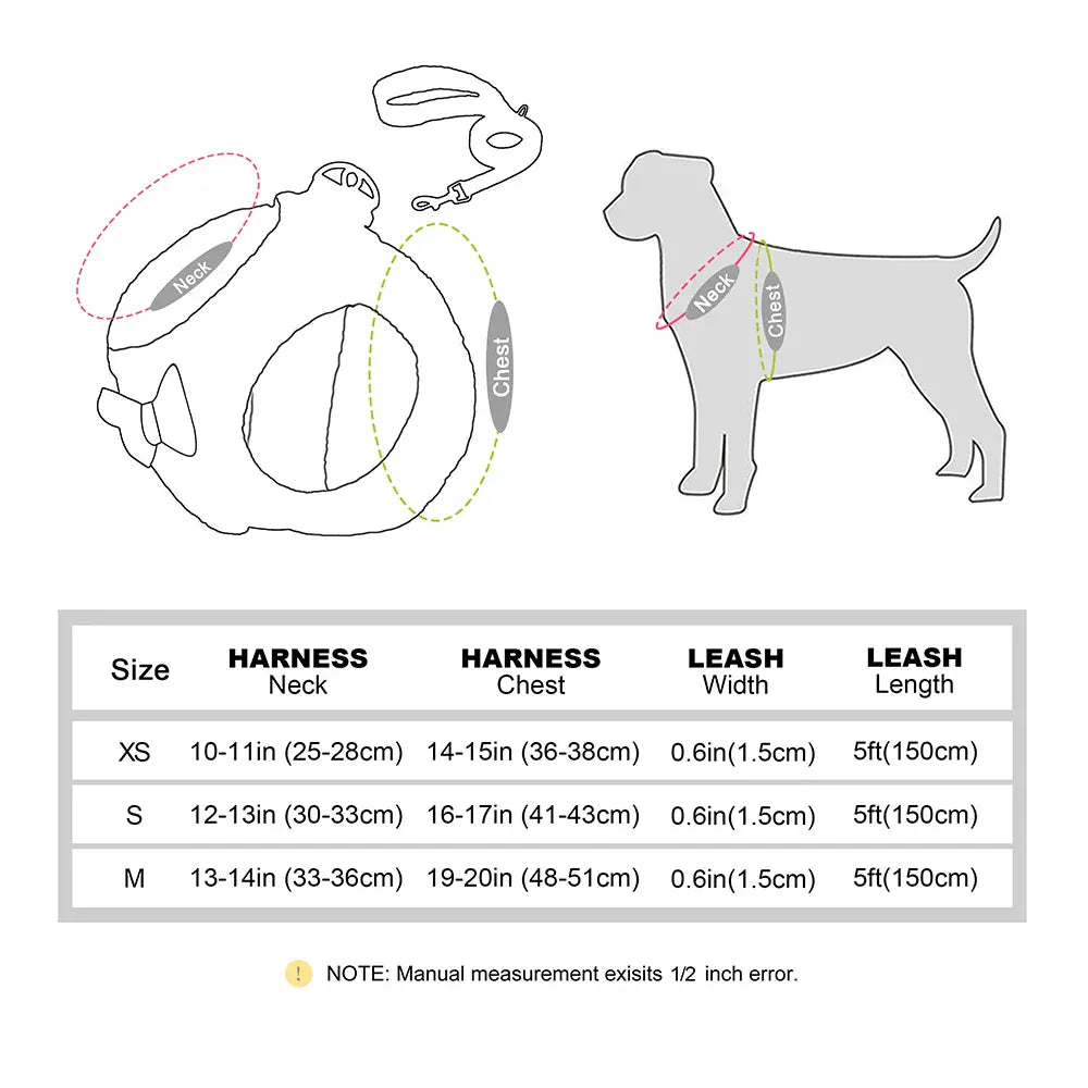 DDPaws  Cute Bowknot Dog Harness Leash Warm Winter Dog Harnesses Soft Fur Pet Vest With Walking Rope Adjustable for Small Medium Dogs