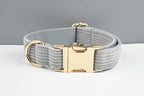 DDPaws  Light Grey Corduroy Dog Collar And Leash Set For Dogs Custom Engraved Nameplate Pet Supplies Dog Leash Corduroy06