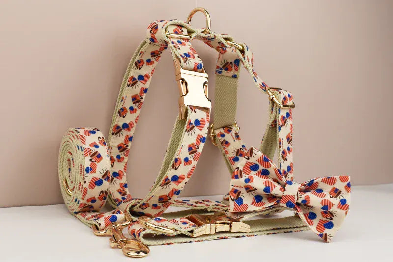 DDPaws  Personalized American Flag Luxury Classic Set