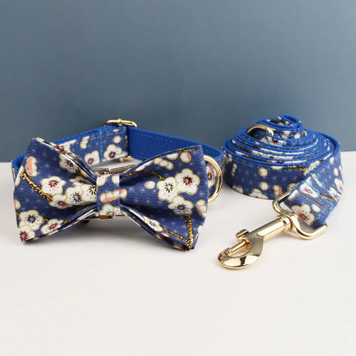 DDPaws  Personalized Blue Bloom Soft Cotton Floral Classic Set