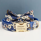 DDPaws  Personalized Blue Bloom Soft Cotton Floral Classic Set