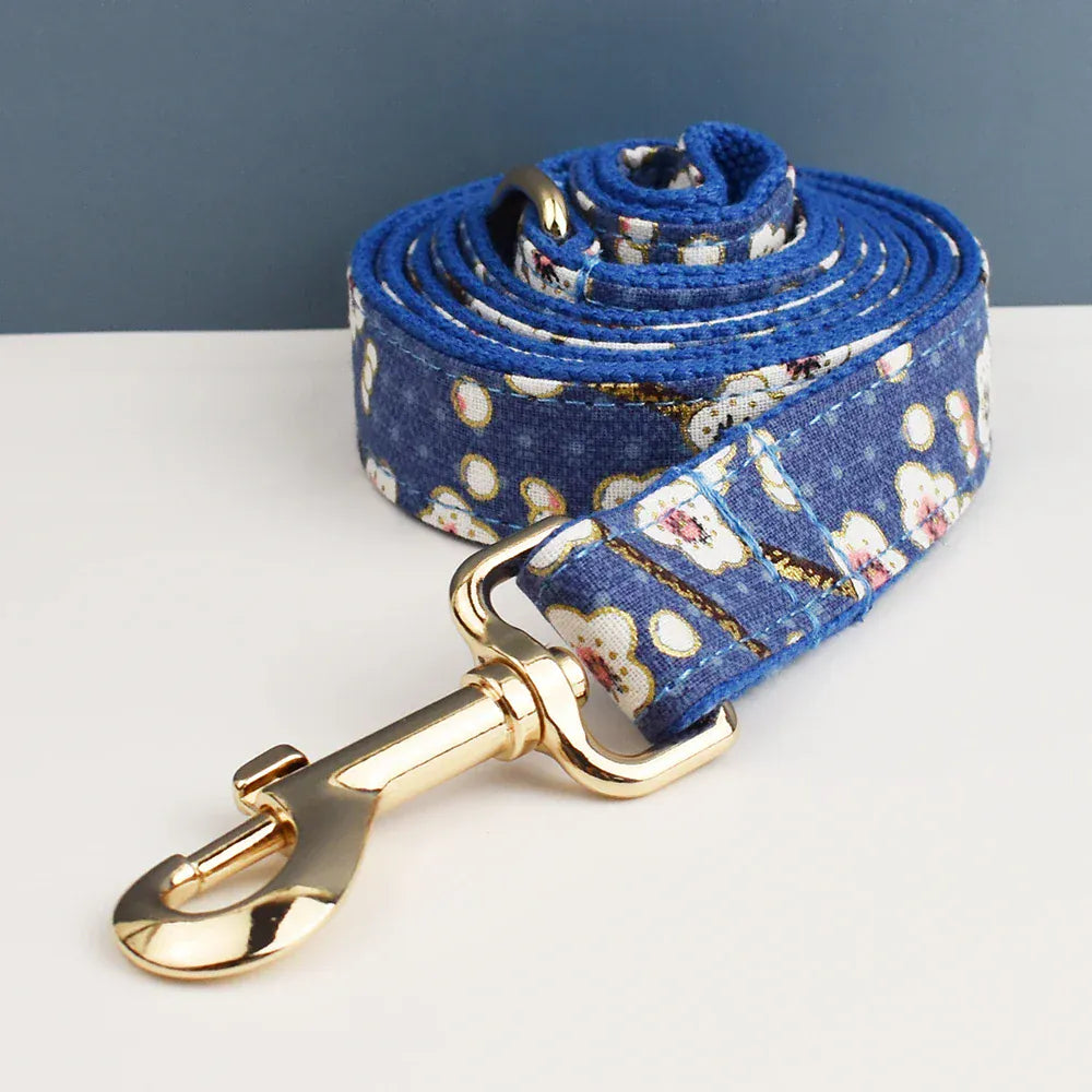 DDPaws  Personalized Blue Bloom Soft Cotton Floral Classic Set