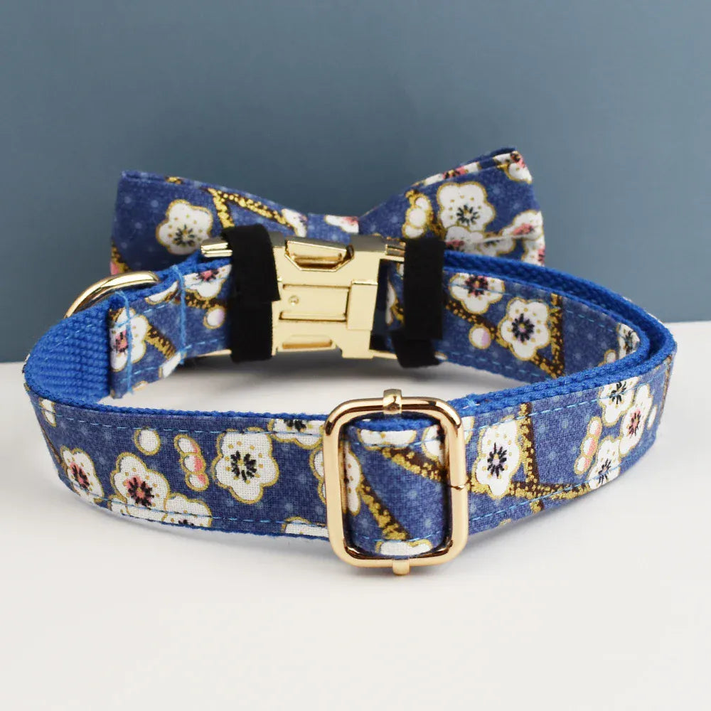 DDPaws  Personalized Blue Bloom Soft Cotton Floral Classic Set