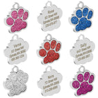DDPaws  Personalized Dog Tags Engraved Cat Puppy Pet ID Name Collar Tag Pendant Pet Accessories Bone/Paw Glitter