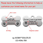 DDPaws  Personalized Dog Tags Engraved Cat Puppy Pet ID Name Collar Tag Pendant Pet Accessories Bone/Paw Glitter