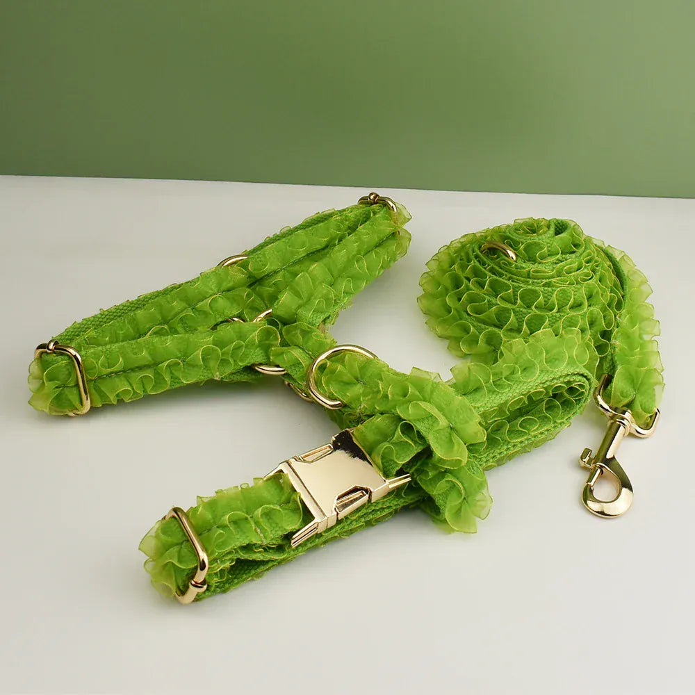 DDPaws  Personalized Green Lace Floral Classic Set