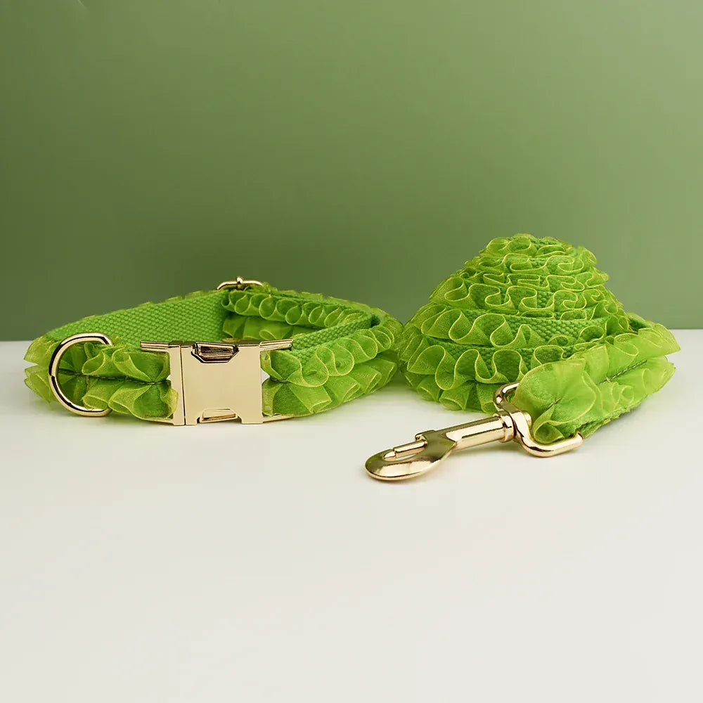 DDPaws  Personalized Green Lace Floral Classic Set