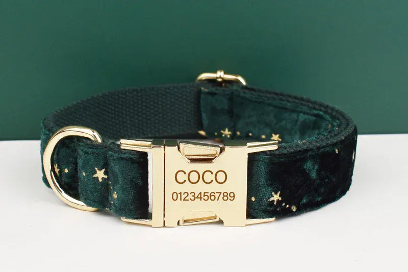 DDPaws  Personalized Green Velvel Floral Classic Set