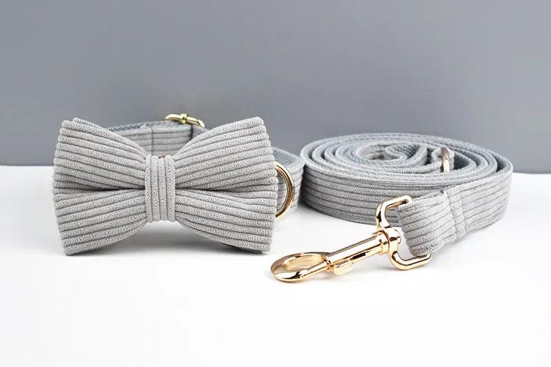 DDPaws  Personalized Light Grey Corduroy Classic Set