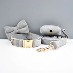 DDPaws  Personalized Light Grey Corduroy Classic Set