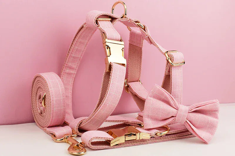 DDPaws  Personalized Pink Plaid Classic Set