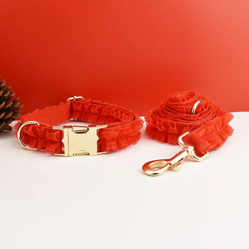 DDPaws  Personalized Red Lace Floral Classic Set