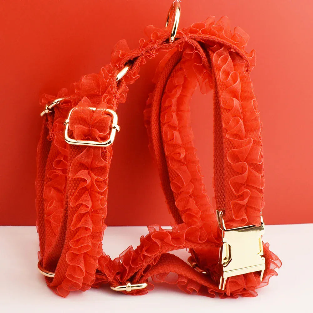 DDPaws  Personalized Red Lace Floral Classic Set