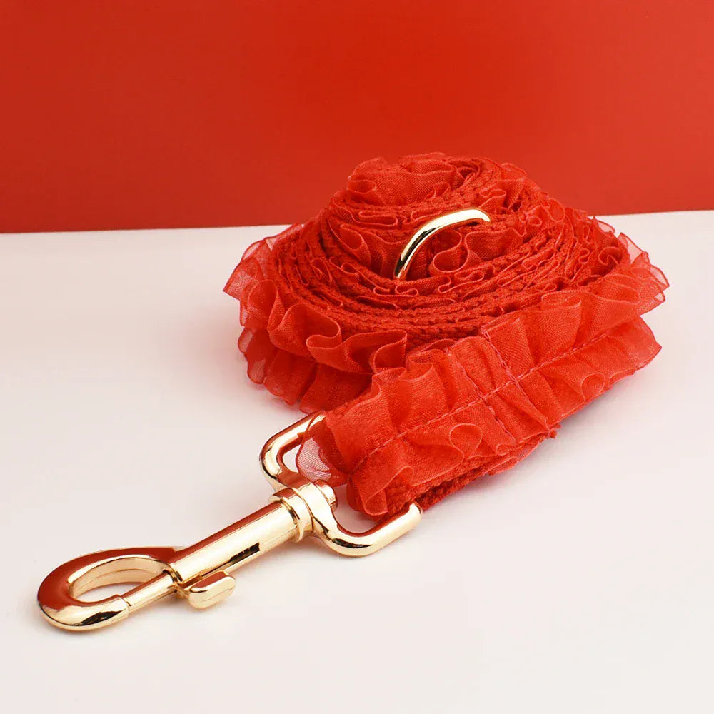 DDPaws  Personalized Red Lace Floral Classic Set