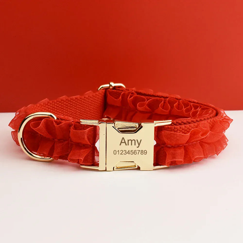 DDPaws  Personalized Red Lace Floral Classic Set