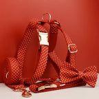 DDPaws  Personalized Red Velvet Dog Collar Classic Set