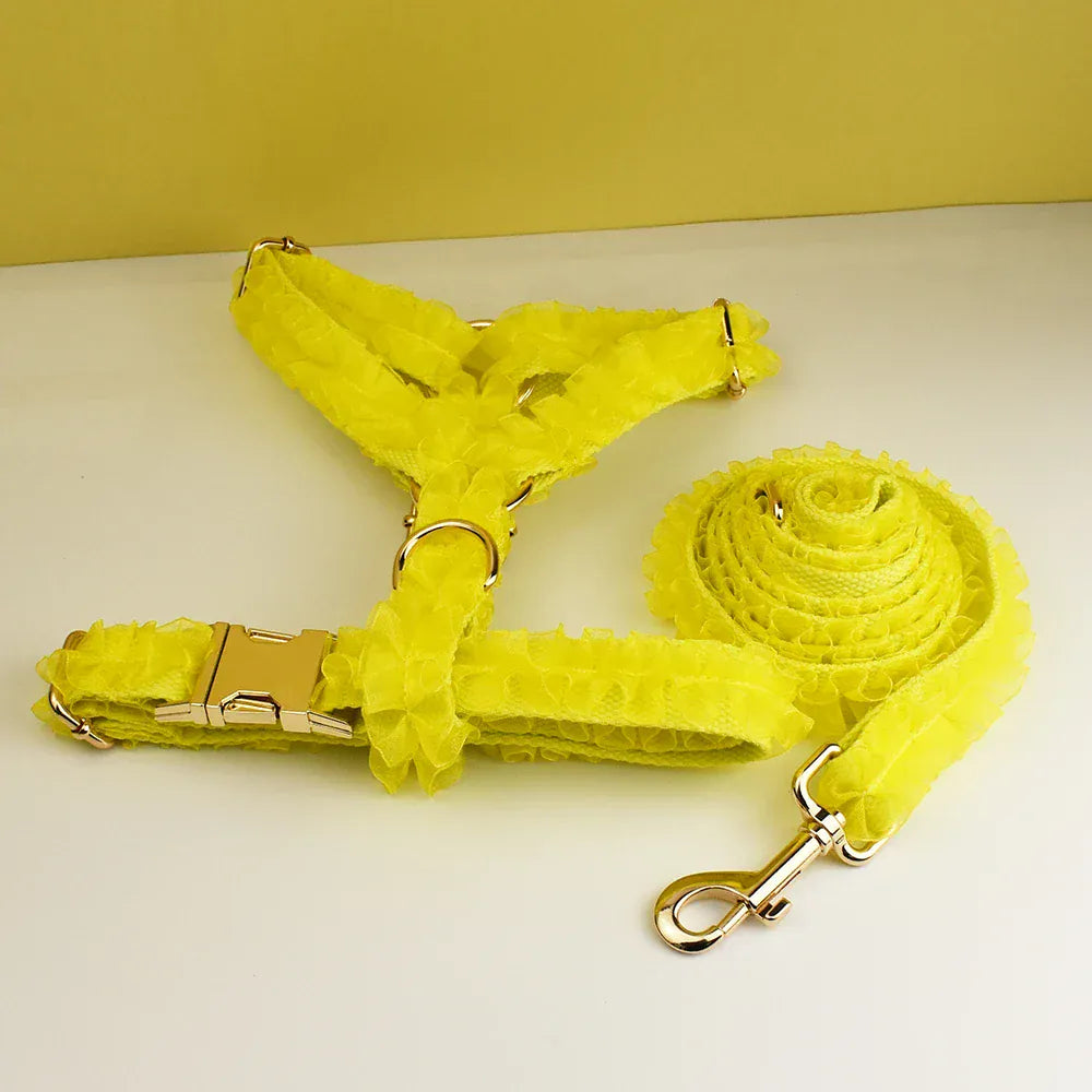 DDPaws  Personalized Yellow Lace Floral Classic Set