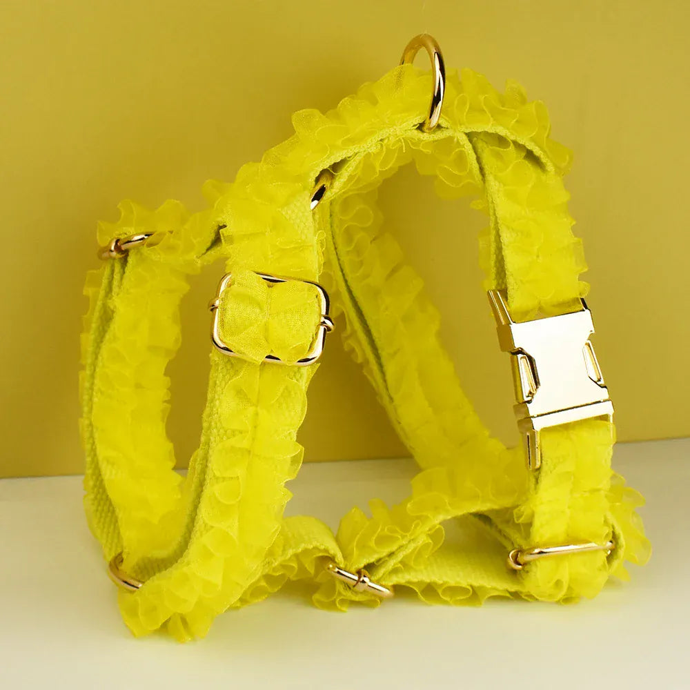 DDPaws  Personalized Yellow Lace Floral Classic Set