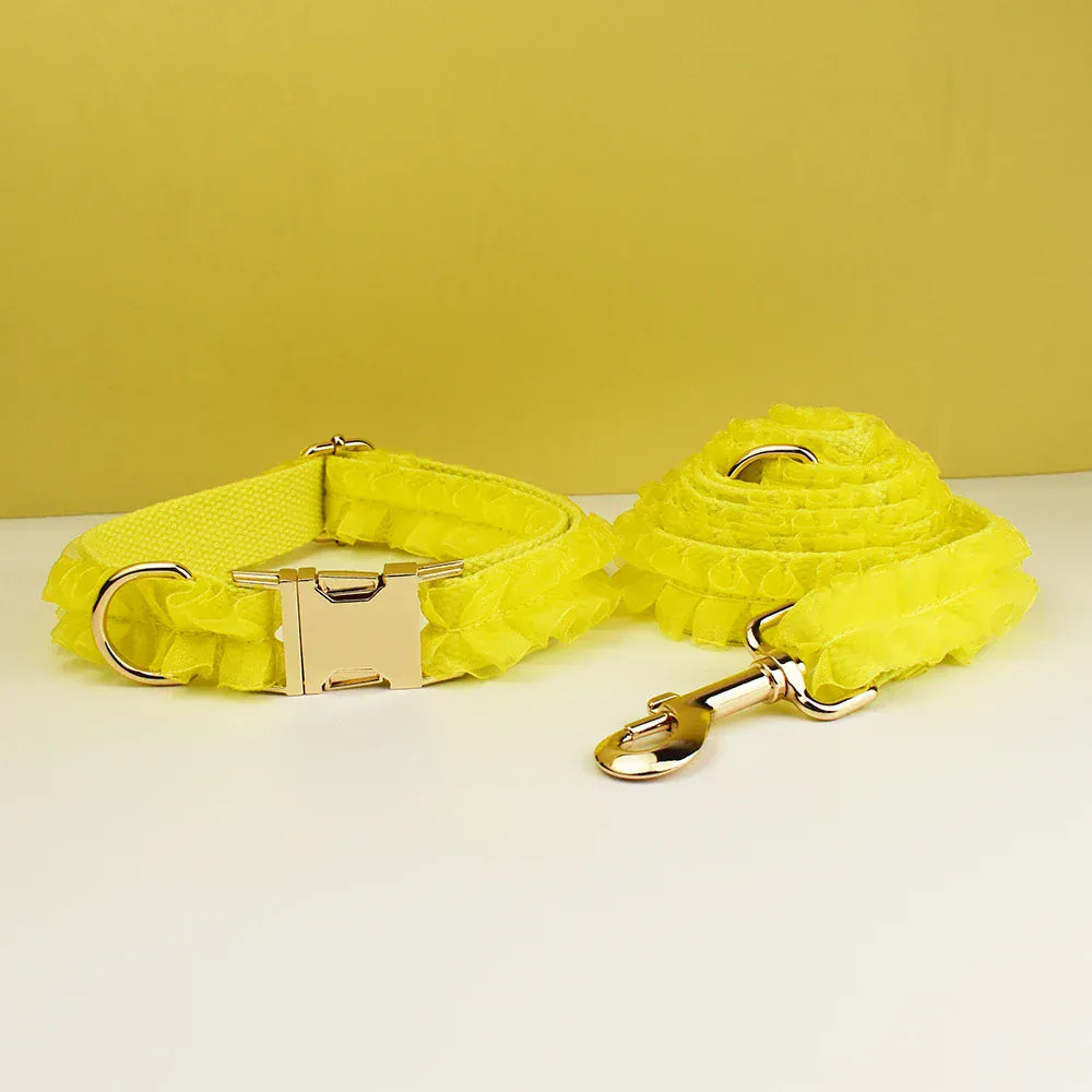 DDPaws  Personalized Yellow Lace Floral Classic Set