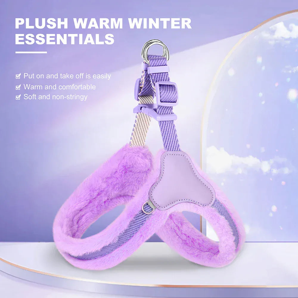 DDPaws  Purple / L Warm Plush Padded Dog Harness Winter Dog Harnesses Vest Adjustable Pet Vests Soft For Small Medium Large Dogs Bulldog Pug Pink