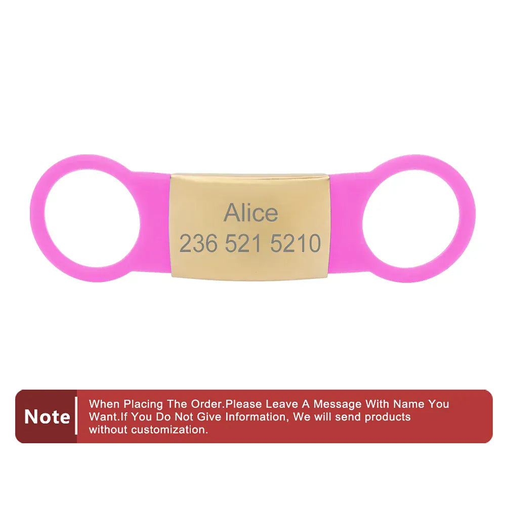 DDPaws  Rose Red / S 61x13mm Personalized Silicone Pet ID Tag