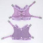 DDPaws  Warm Fur Puppy Dog Harness Leash Cute Bowknot Dogs Cat Harnesses Padded Pet Vest With Matching Lead Rope For Dogs Cats Winter