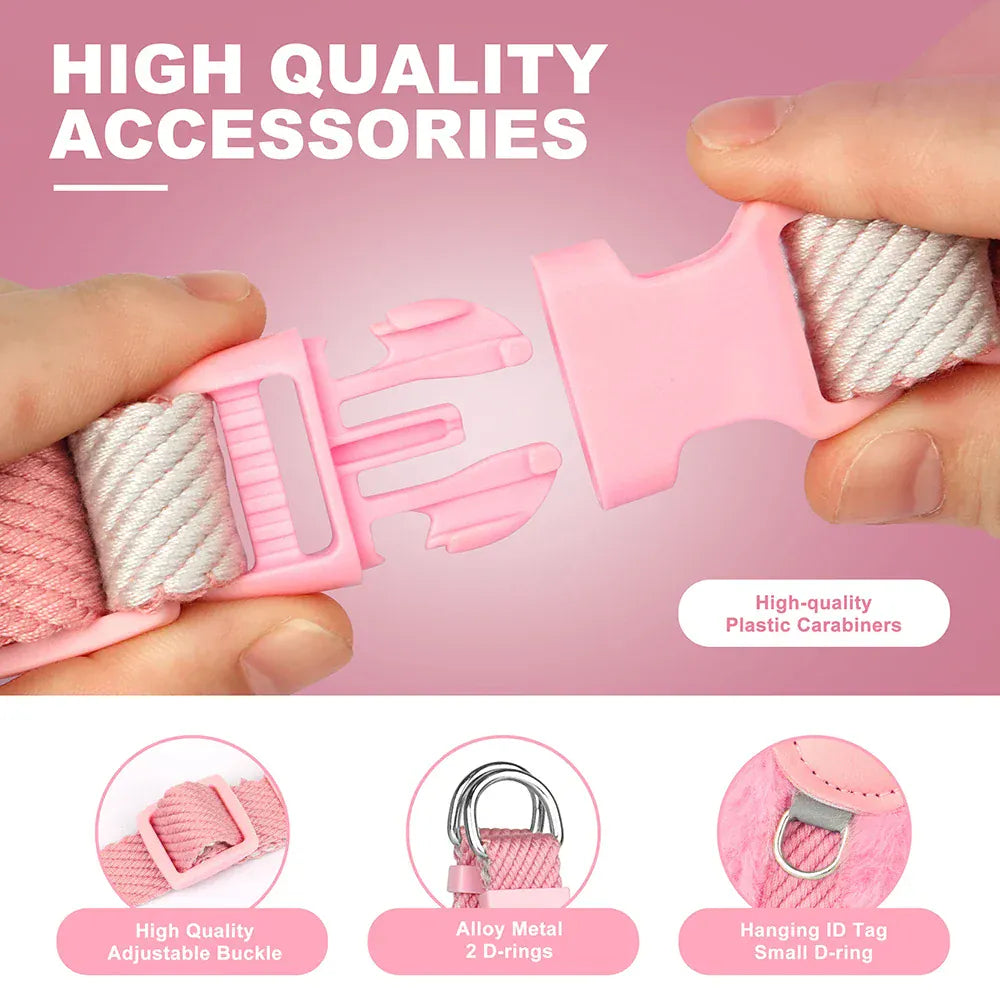 DDPaws  Warm Plush Padded Dog Harness Winter Dog Harnesses Vest Adjustable Pet Vests Soft For Small Medium Large Dogs Bulldog Pug Pink