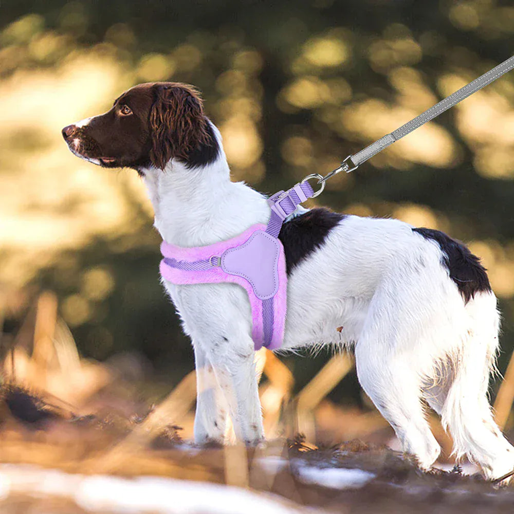 DDPaws  Warm Plush Padded Dog Harness Winter Dog Harnesses Vest Adjustable Pet Vests Soft For Small Medium Large Dogs Bulldog Pug Pink