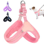 DDPaws  Warm Plush Padded Dog Harness Winter Dog Harnesses Vest Adjustable Pet Vests Soft For Small Medium Large Dogs Bulldog Pug Pink