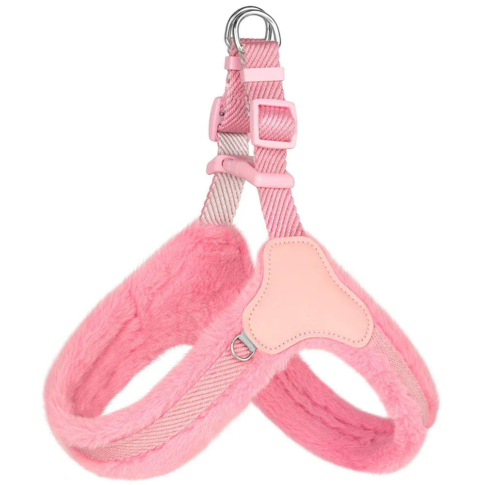 DDPaws  Warm Plush Padded Dog Harness Winter Dog Harnesses Vest Adjustable Pet Vests Soft For Small Medium Large Dogs Bulldog Pug Pink