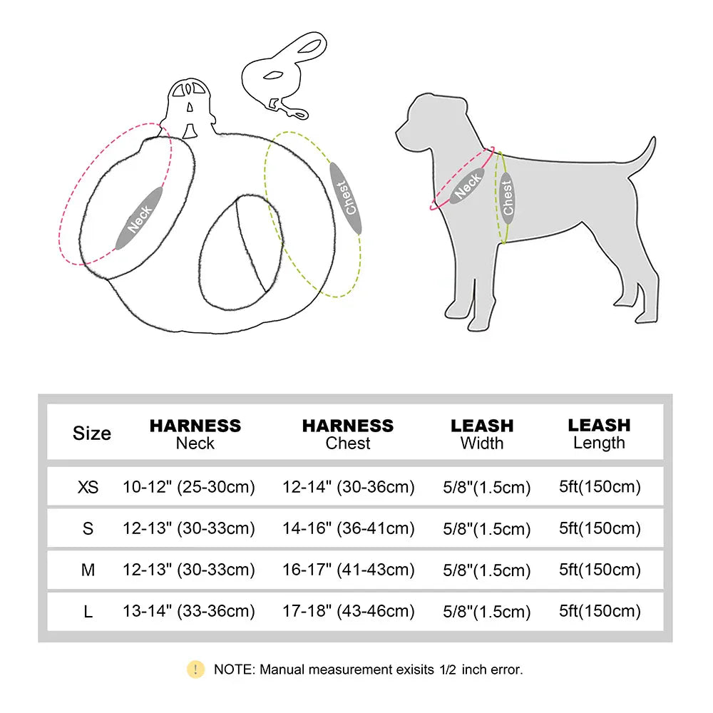 DDPaws  Winter Warm Dog Harness Leash Set Soft Plush Cat Puppy Vest For Small Medium Dogs Chihuahua Yorkie Harnesses With Matching Lead