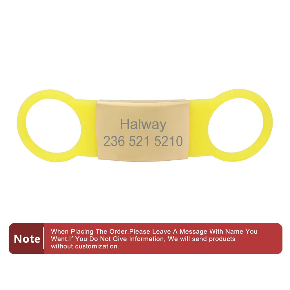 DDPaws  Yellow / S 61x13mm Personalized Silicone Pet ID Tag