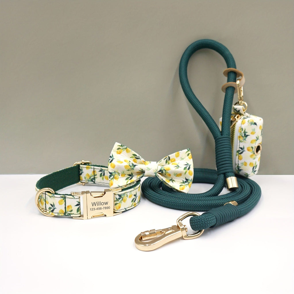 Personalized Cotton Dog Collar Leash Set