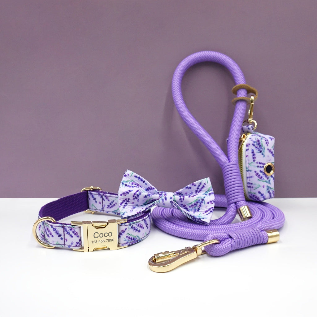 Personalized Cotton Dog Collar Leash Set