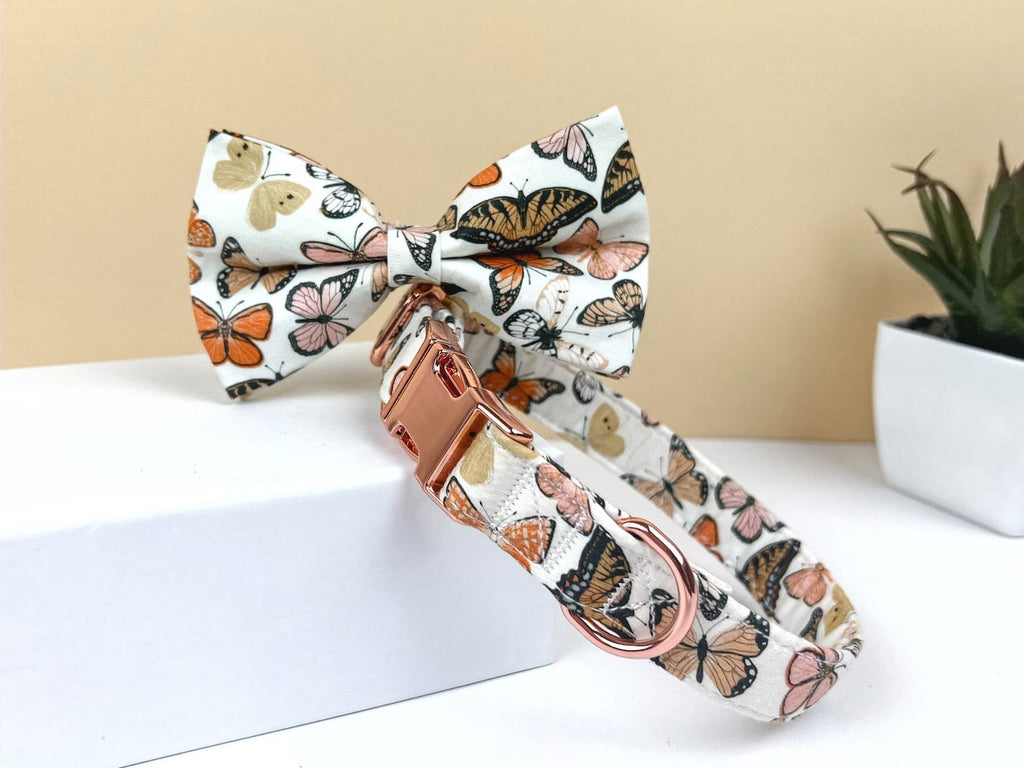 D&D Paws Bowtie Collar / XS Designed Butterfly Dog Girly Set [Made-to-Order]