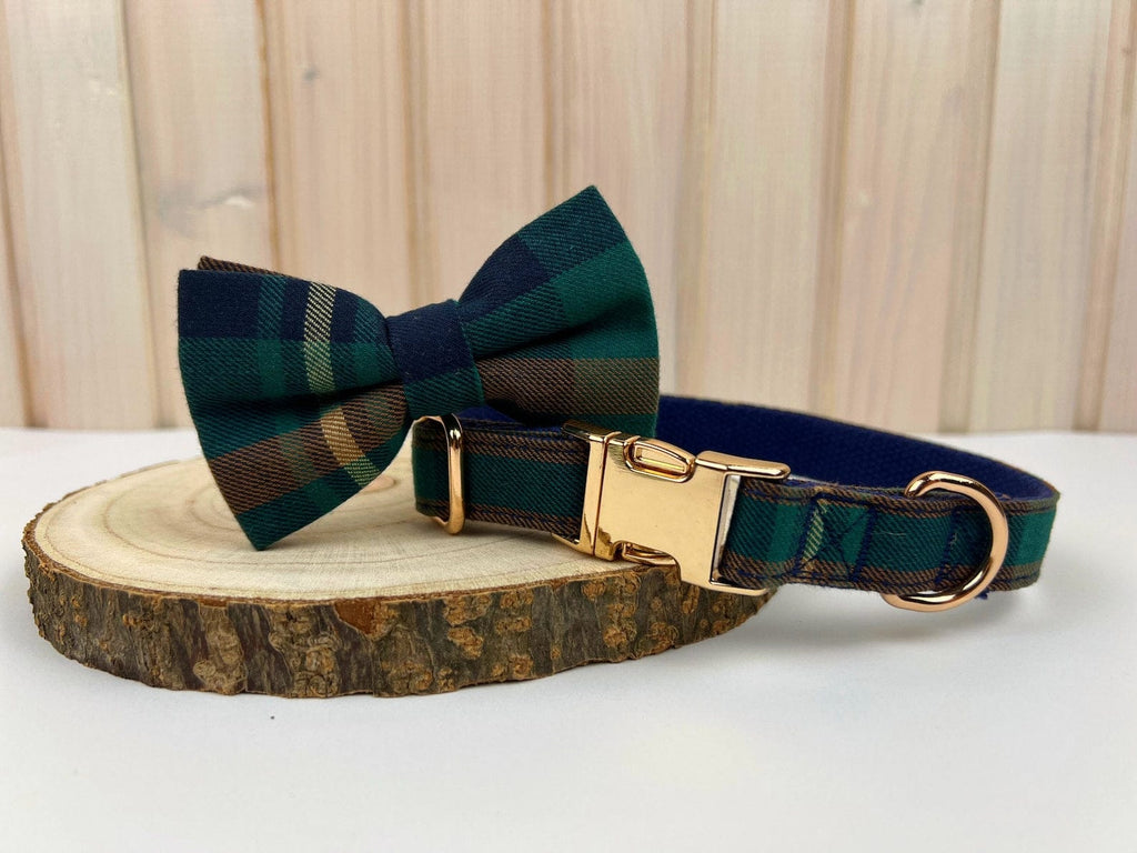 D&D Paws Bowtie Collar / XS Designed Plaid Dog Vest Set [Made-to-Order]