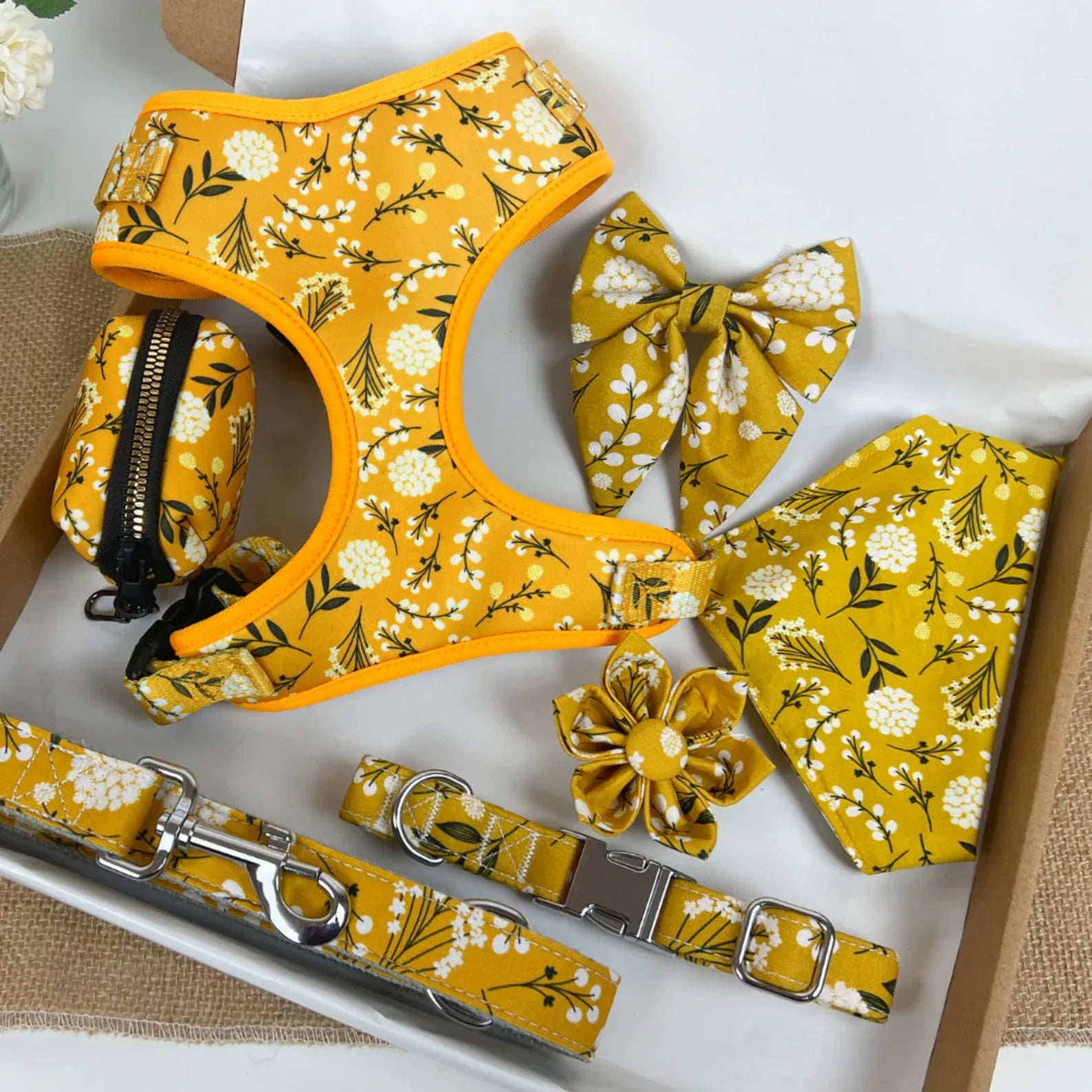 D&D Paws Designed Sunny Floral Dog Vest Set