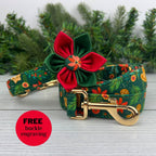 Christmas Floral Dog Collar and Leash Set
