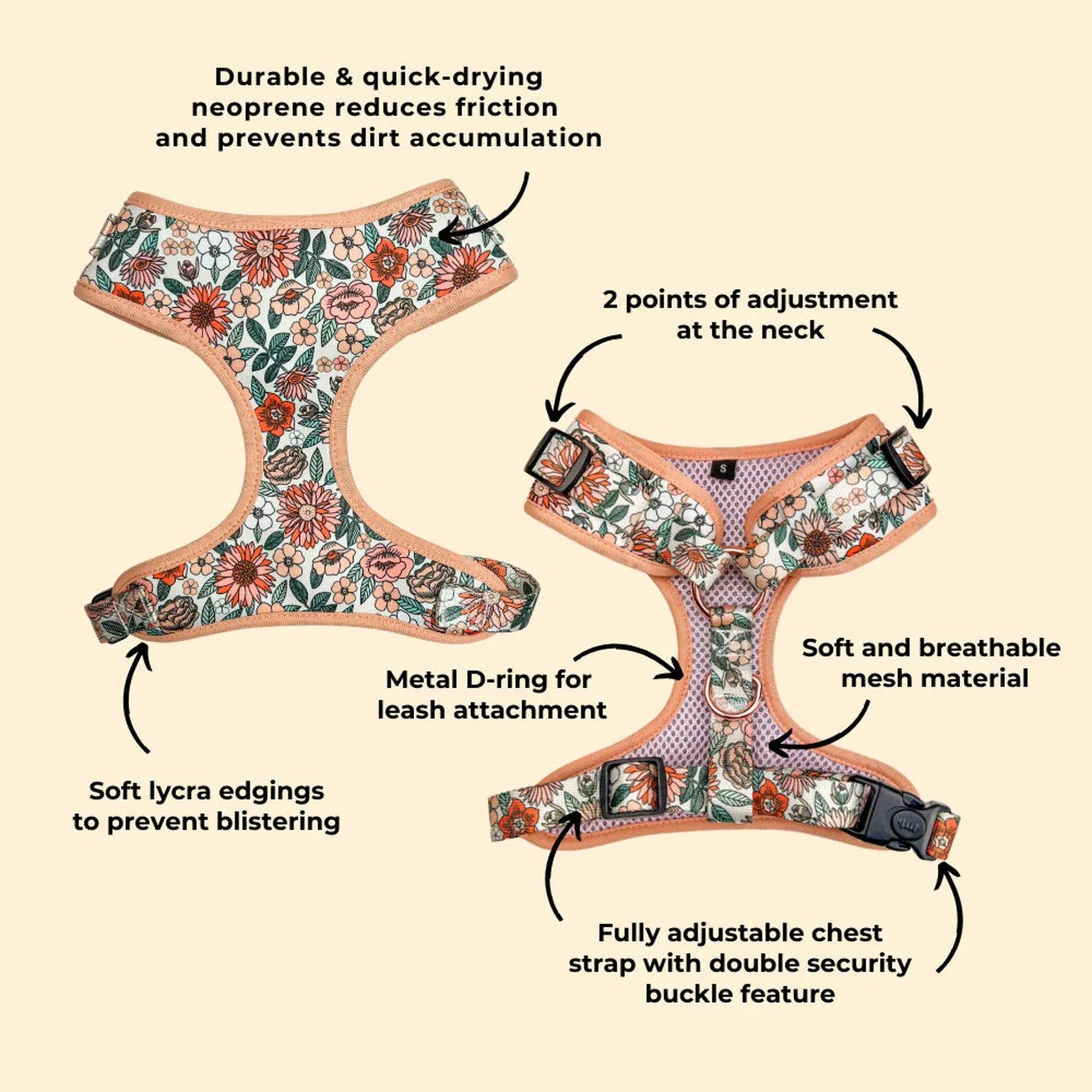 D&D Paws Designed Floral Dog Vest Set