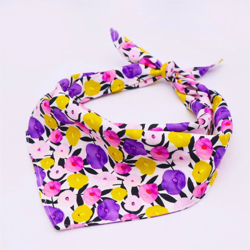 D&D Paws Bandana Designed Purple Floral Dog Vest Set